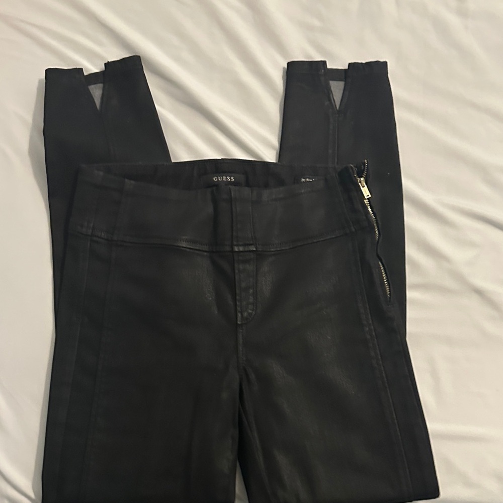 Guess Black Faux Leather Trousers